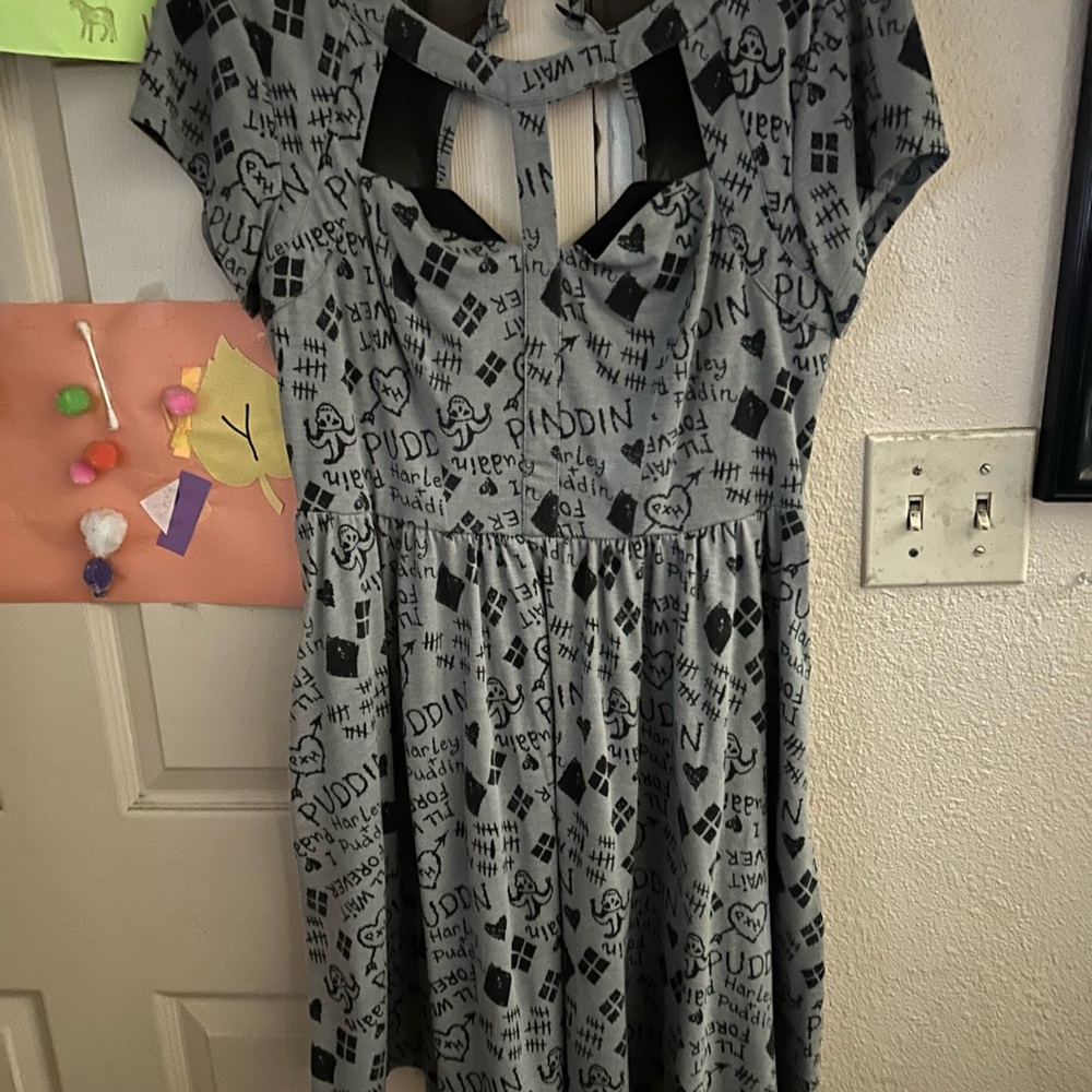 Gray and Black Graphic Dress